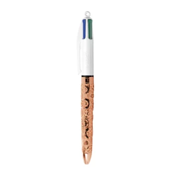 Stylo BIC 4 Couleurs "Engrenages" rose
