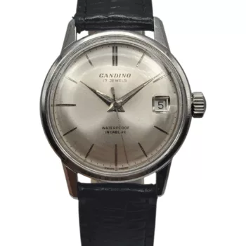 Montre mécanique Grandino 33 mm – Bracelet cuir – Date – Aiguilles dauphine