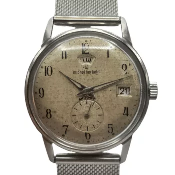 Montre Vintage Michel Herbelin Réf. 40382 – 33mm, Jour/Date, Petite Seconde Soleillée & Bracelet Milanais