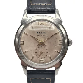 Montre Vintage Elix Années 60 – 33mm, Plexi Bombé & Petite Seconde – Boîtier Acier